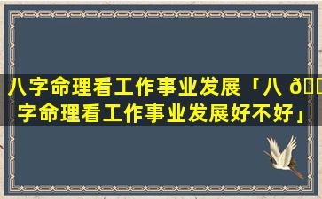 八字命理看工作事业发展「八 🍁 字命理看工作事业发展好不好」